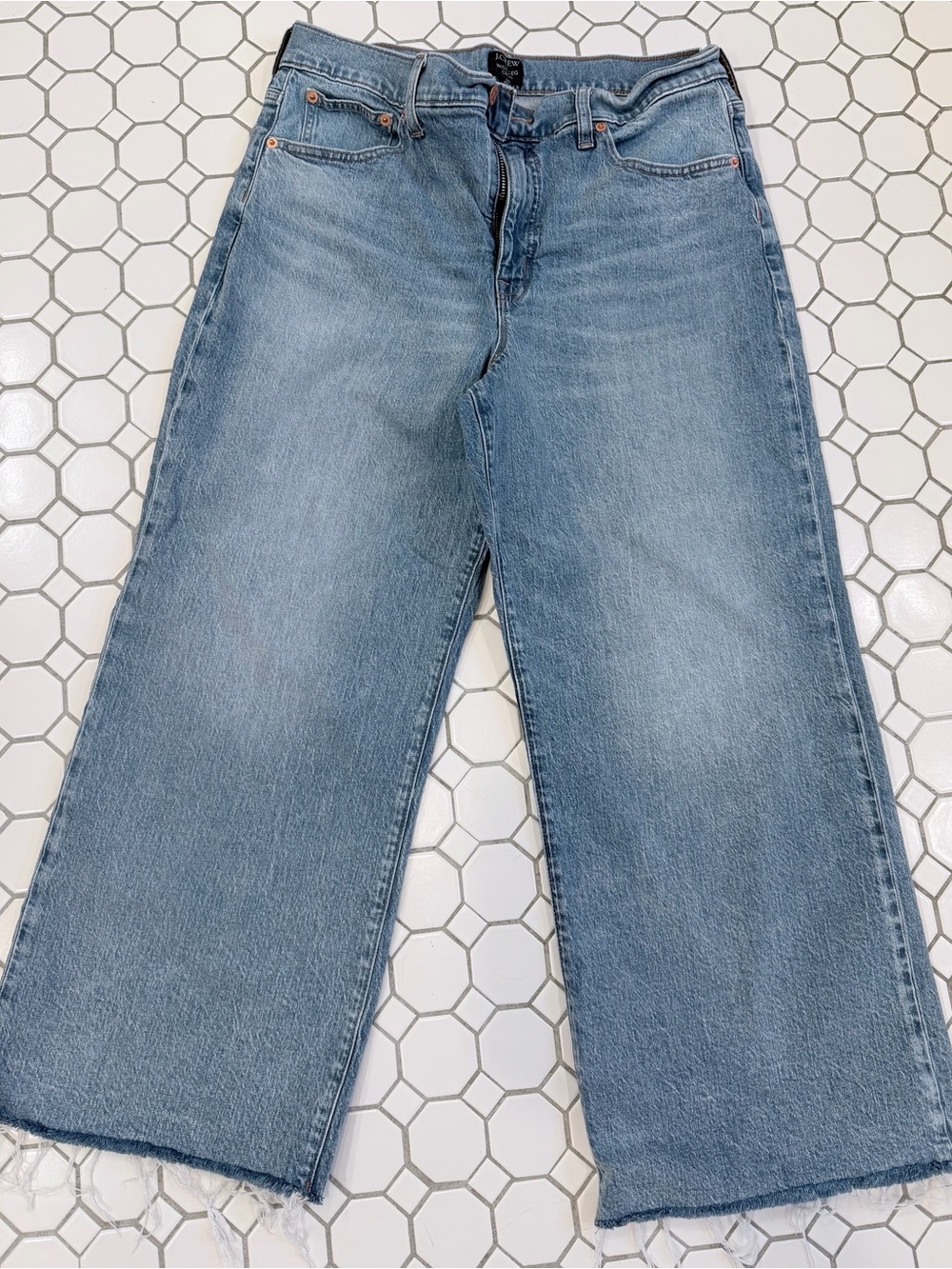 J. Crew Light Wash Wide-Leg Crop Jeans